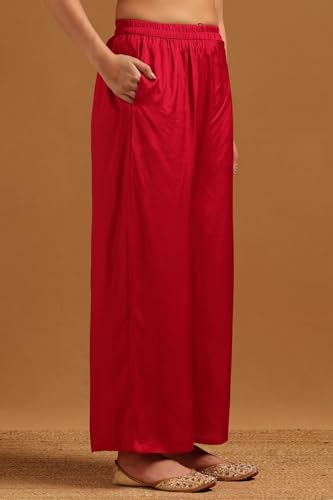 Soch Womens Fuchsia Roman Silk Ethnic Motifs Salwar Suit With Cutdana