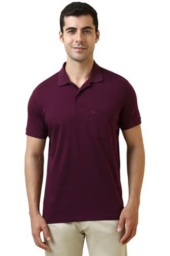 Allen Solly Men Purple Solid Polo Neck T-Shirt