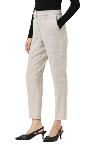 Van Heusen Women Beige Check Formal Regular Fit Trousers
