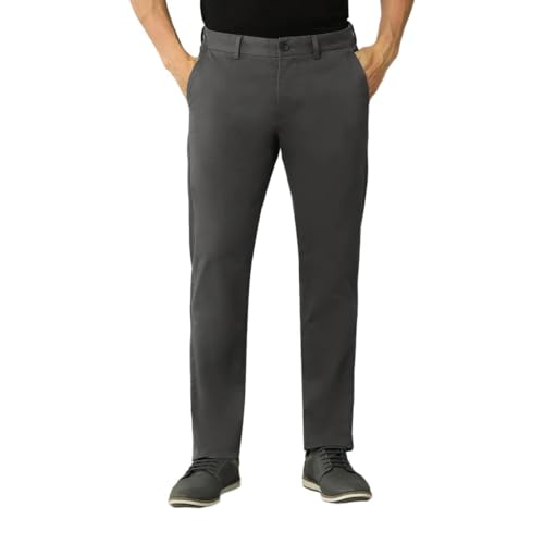 Arrow Men's Solid Slim Fit Acrylic Casual Trouser Grey