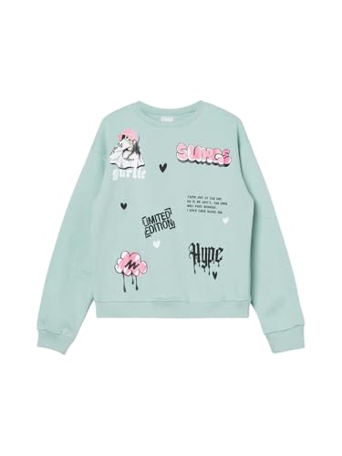 Max Girls Printed Sweatshirt (Green_12-14 Y)