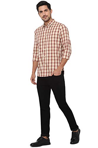 Allen Solly Cotton Men's Regular Fit Shirt (ALSFCUCUFW11019_Beige 42)