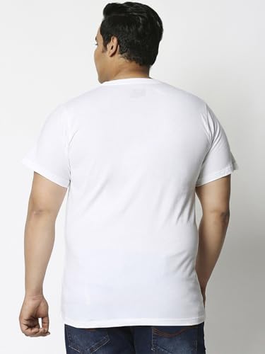 Bewakoof Men's Graphic Print Regular Fit Half Sleeve Round Neck Cotton Plus Size T-Shirt_694270_White_6XL