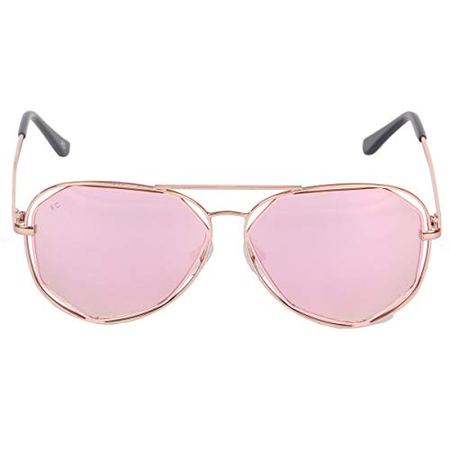 FCUK Mirrored Aviator Unisex Sunglasses - (FC 7386 C3 S|56|Pink Color Lens)