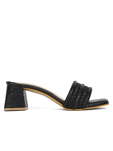 ELLE Women's Black Block Sandals