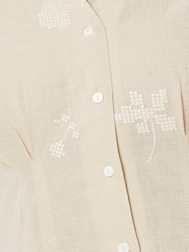 Max Women's Polyester A-Line Below The Knee Dress (IS510003_Beige