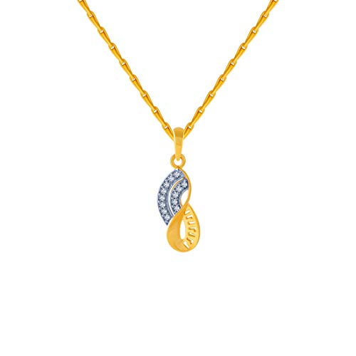 P.C. Chandra Jewellers 14k (585) Yellow Gold and American Diamond Pendant for Women