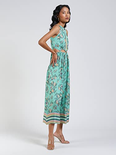 Label RITU KUMAR Mint Floral Print Cut-Out Jumpsuit