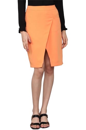 Allen Solly Women Polyester Western Knee Length Skirt Peach,Small