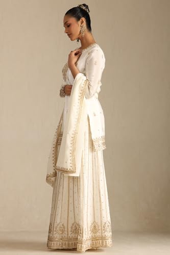 Soch Women's Chinon Salwar Suit Set (OWS5CD21900_Off White