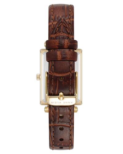 Anne Klein Women's Sustainable Croco-Grain Leather Strap Watch, AK/5152, Brown
