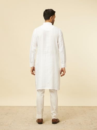 Manyavar White Linen Plain Kurtas