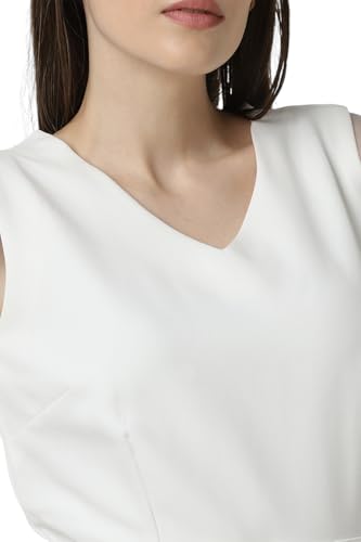 Van Heusen Women's Polyester Blend Modern Below The Knee Dress (VWDRCRGPX11886_White