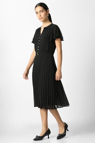 Van Heusen Women's Polyester Modern Knee-Length Dress (VWDRERGF773037_Black
