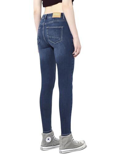 ONLY Women's Solid Skinny Fit High-Rise Blue Jeans