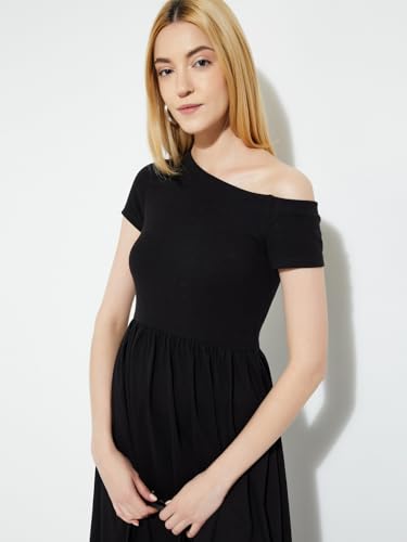 Max Women's Viscose A-Line Midi Dress (WINLAND08_Black