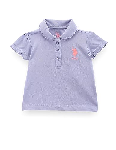 U.S. Polo Assn. Girls Solid Cotton Polo Shirt Light Purple