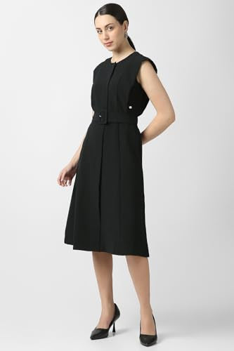 Van Heusen Women's PolyesterBlend Modern Knee-Length Dress (VWDRCRGFQ12883_Black