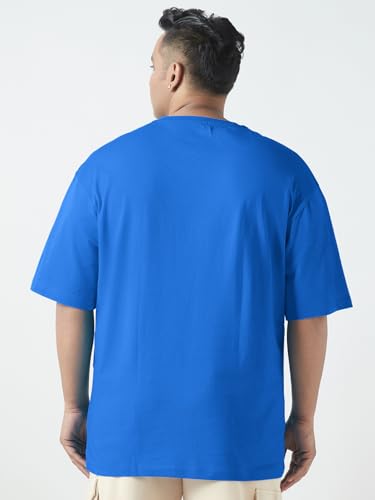 Bewakoof Official DC Merchandise Superman Men's Graphic Print Oversized Fit Half Sleeve Round Neck Cotton Plus Size T-Shirt_694219_Blue_5XL