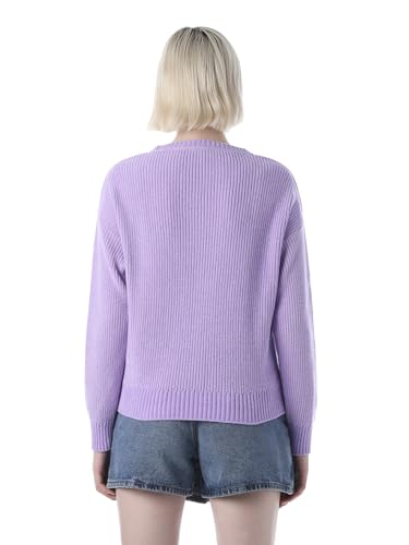 ONLY Women's Typography Regular Fit Lavender Sweater