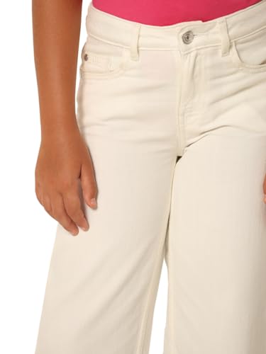 VERO MODA Girls Mid Rise Stretchable Ankle Length White Wide Leg Jeans