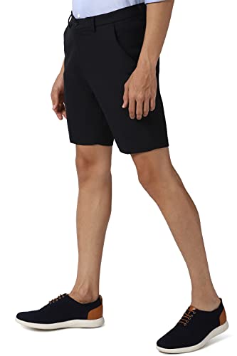 Peter England Men's Chino Shorts (PESROSLFX99991_Black_M)