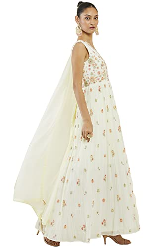 Soch Women Yellow Georgette Embroidered Gown (Yellow_XL)