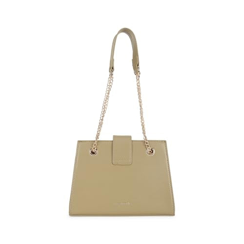 Fastrack Olive SnapLock Shoulder Bag | Quilted Faux-Leather Women’s Handbag | Shoulder Bag with Chain Strap & Dual Closure