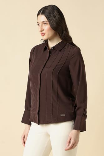 Women Brown Solid Long Sleeves Shirt