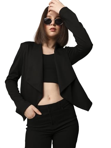 ONLY Women Solid Tailored Fit Casual Black Blazer