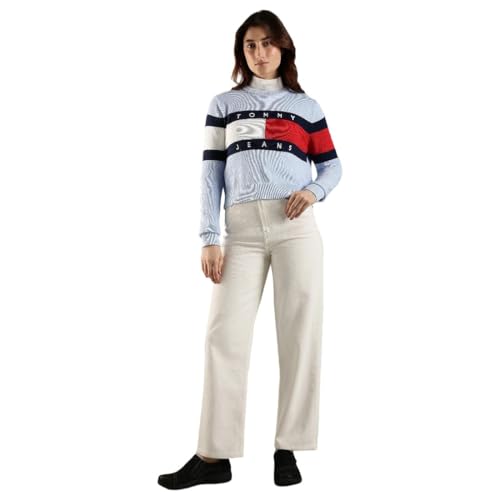 Tommy Hilfiger Women's Cotton Crew Neck Sweaters (F24JWSW090_Blue_2XS)