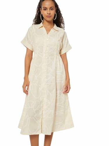 Max Women Embroidered Shirt Dress (Off White_XS)