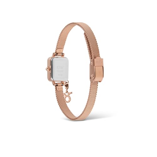 Daniel Wellington Quadro Analog Watch for Women with Mother of Pearl White Square Dial & Rose Gold Stainless Steel Bracelet Band Water Resistant Women's Wrist Watches - DW00100751K