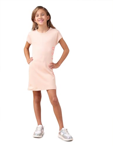 U.S. POLO ASSN. Girl's Cotton A-Line Mini Dress (UGSS25DRS258 Beige