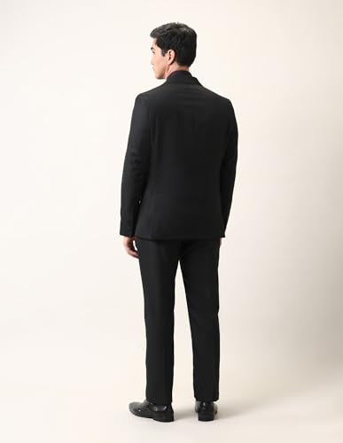 Arrow Men's Polyester Business Suit Pants Set (ARAJSU5569_Black