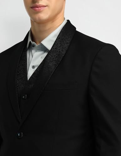 Arrow Men's Polyester Classic Business Suit Pants Set (ARAISU5534_Black