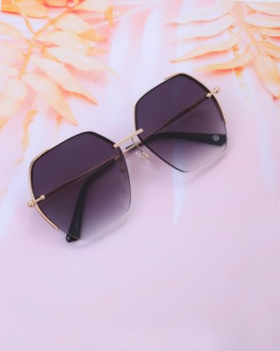Carlton London Premium Rose Gold with Brown Toned & UV Protected Lens Oversized Sunglass for women - SaumyasStore