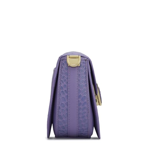 Da Milano Genuine Leather Purple Sling Bag (01791) (Small)