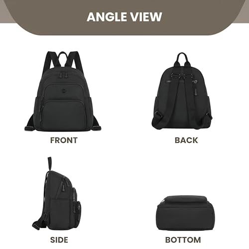 12o12 Women’s Stylish Lightweight Backpack for Daily Use, Travel, Work | Multi-Compartment Water-Resistant Daypack Bag, Anti-Theft Storage Back Pocket (26 (L) X 37 (H) X 14 (W) CM) (Black)