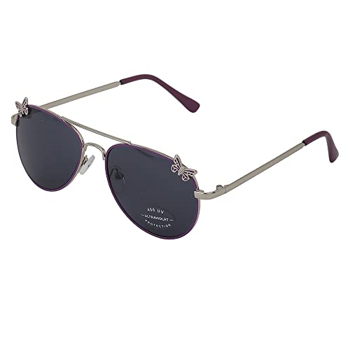 Carlton London Girl's Black Lens & Silver-Toned Aviator Sunglasses with UV Protected Lens
