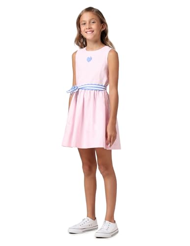 U.S. POLO ASSN. Girl's Cotton Fit and Flare Mini Dress (UGSS25DRS230 Pink