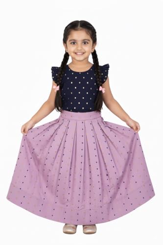 COMRATE Baby Girls South Indian Readymade Traditional Pattu Pavadai Tapeta Silk Lehenga Choli Dress For Kids