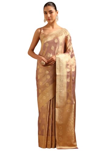 Soch Womens Light Purple Tissue Ethnic Motifs Zari Woven Saree