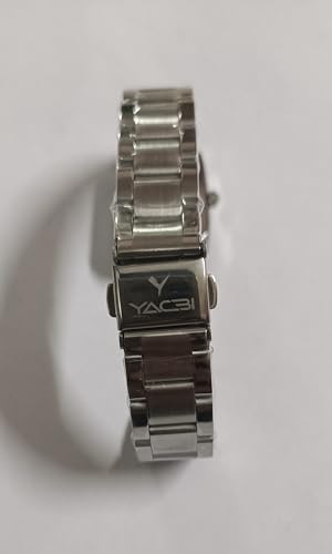Yacbi YF01S Women's Stainless Steel Wrist Watch, Silver Rectangular Dial with Japanese Quartz Movement, 22mm Dial, 14mm Band, 3BAR Water Resistant