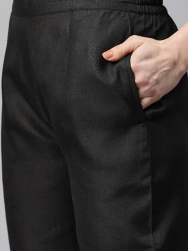 Cottinfab Women Embroidered Black Top with Blazer and Trouser