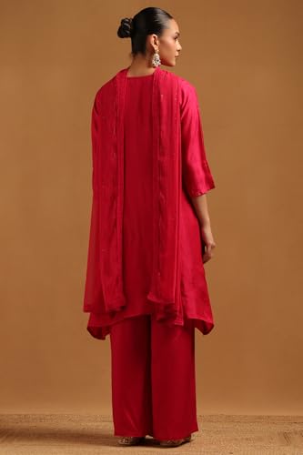 Soch Womens Fuchsia Roman Silk Ethnic Motifs Salwar Suit With Cutdana