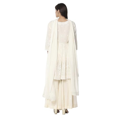 Biba Women's Pure Cotton Kurta Set (SKDNKSI10473SS25OWHT_Off White