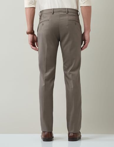 Arvind Grey Solid Slim Fit Dobby Trousers