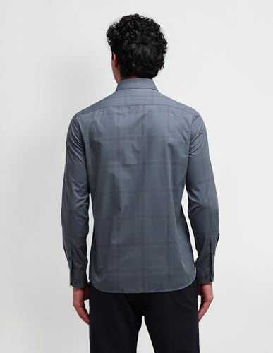 Arrow Men's Checkered Slim Fit Shirt (ANAISH1003_DK. Blue