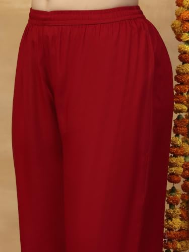 Rangriti Rayon Printed Straight Festive Kurta With Salwar And Dupatta